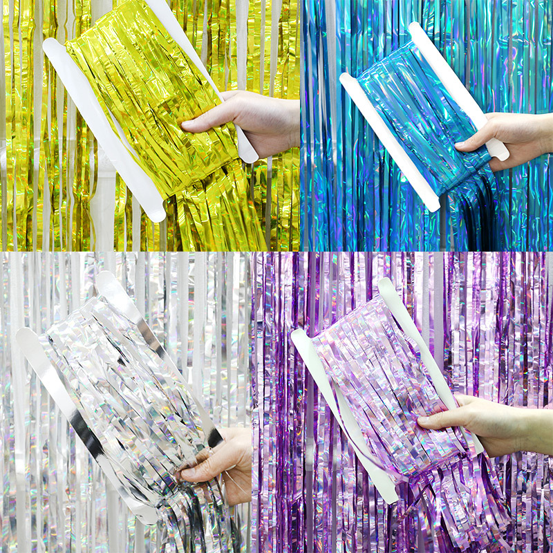 Decoración del banquete de boda lluvia cortina de seda globo de cumpleaños foto de fondo pared vestir lluvia cinta de seda tira de lana al por mayor