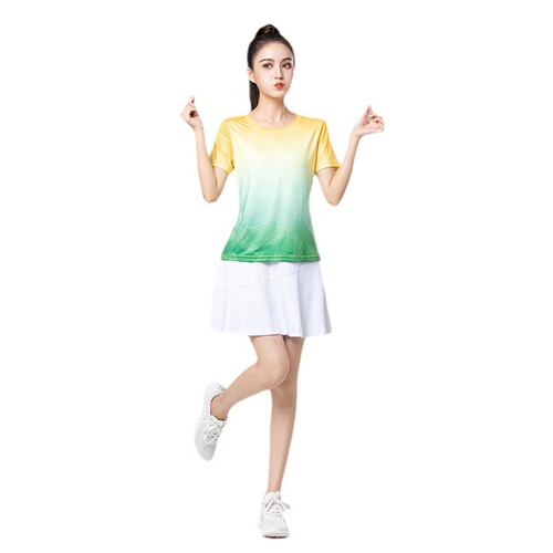 Sporty Short-Sleeve Spring Square Dance Clothes New Fashion Set Women, Shuffle Dance Dress Dancewear Summer Short-Sleeve