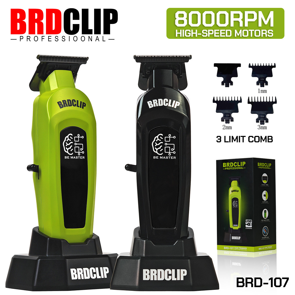 BRDCLIP BRD-107 국경 간 8000 rpm 전문 헤어 살롱 전기 조각 푸시 광택 헤어 살롱 이발사