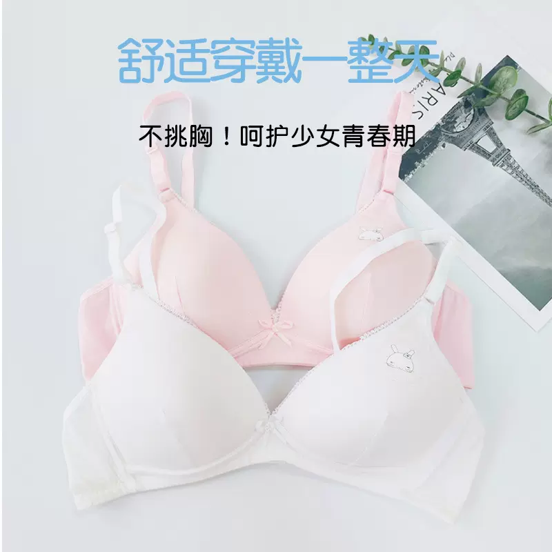 青春期薄款少女内衣呵护发育期无钢圈纯棉透气舒适文胸防下垂