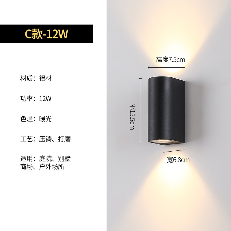 户外防水LED壁灯庭院阳台别墅酒店外墙柱子壁挂式双头洗墙灯|undefined