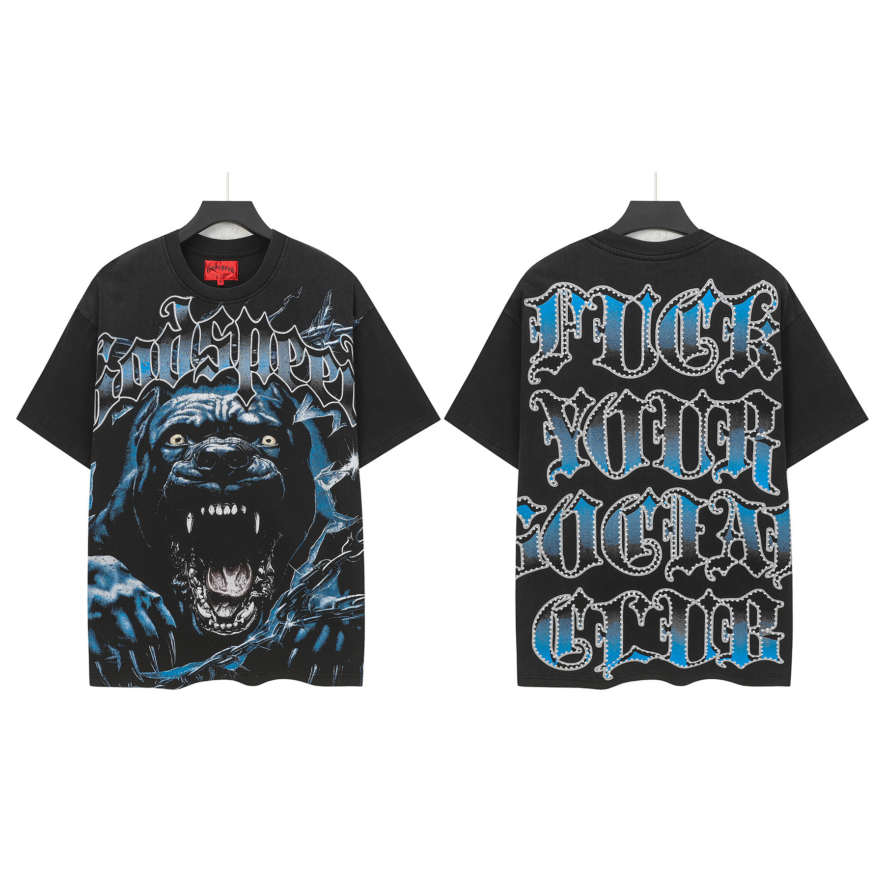 Cross-border Wholesale High-quality Gods Short-sleeve Heavy Wash FOG High Street Fashion Brand Skull Print Pure Cotton_viptrois.com
