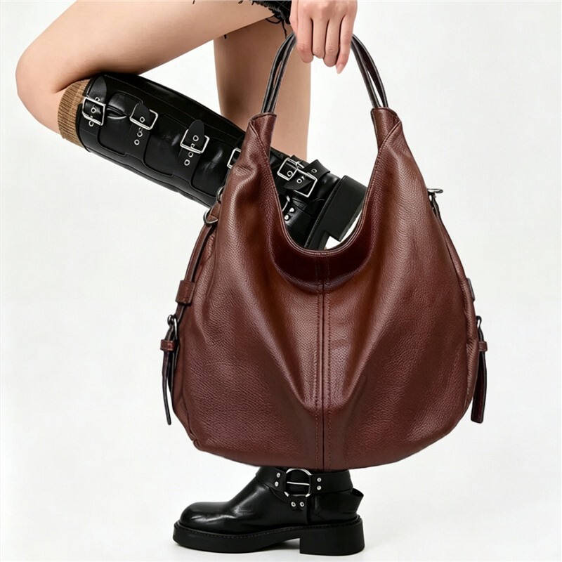 Cross-Border Exclusive Supply of Women's Soft Vegan Leather Shoulder Bags, Fashionable Lazy Style Retro Crossbody Handbags