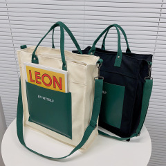 オリジナルの自家製チャックモデルの立体有型キャンバスバッグ学生弁当弁当箱バッグシンプルカジュアル手提げ斜め掛けバッグ