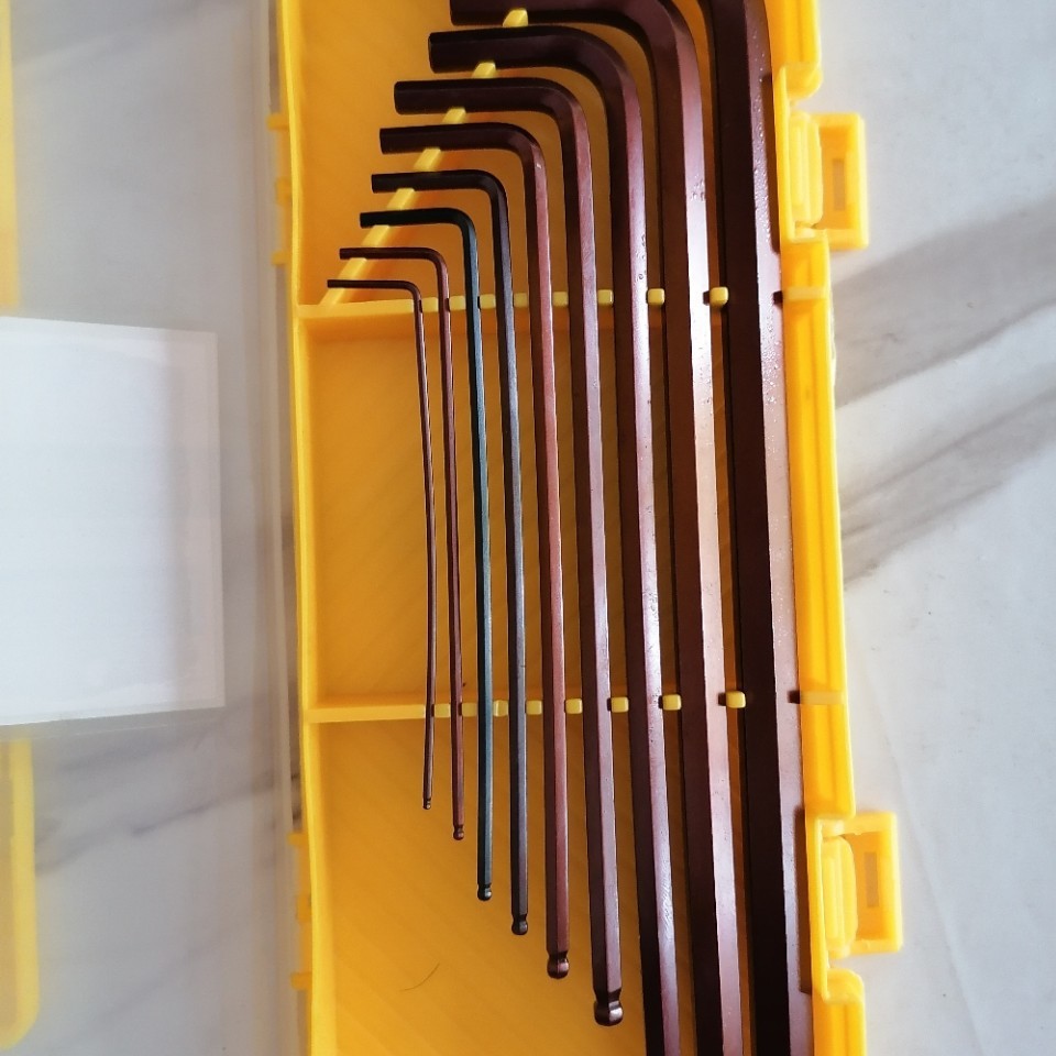 批发9件套盒装成套内六角扳手电泳中长 加长内六角球头内六角