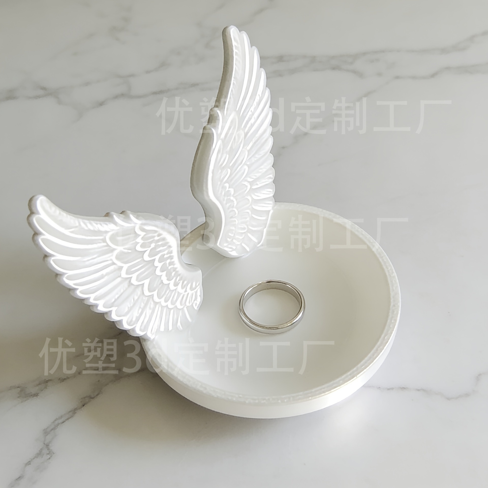 Transfronterizo impresión 3D alas de ángel bandeja de joyas escritorio portal decoración de escritorio acabador de joyas almacenamiento