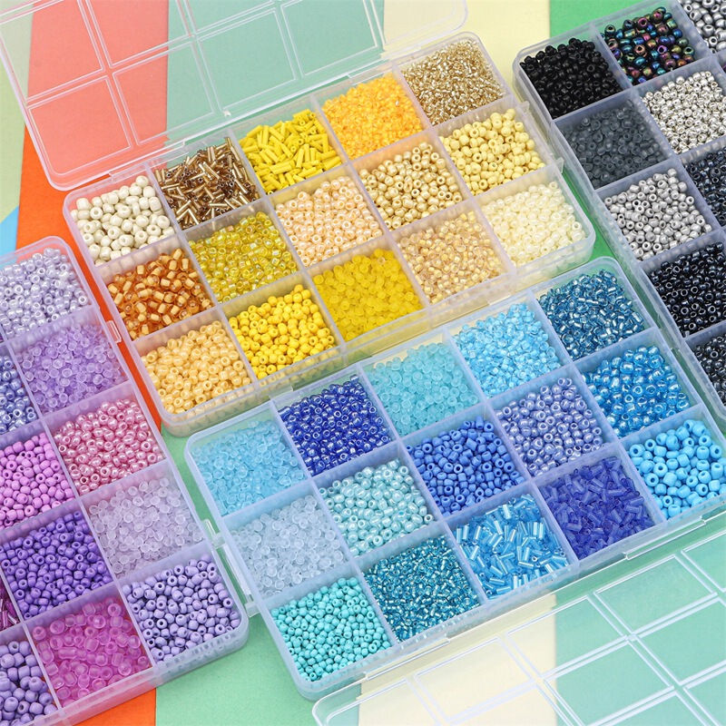 15格のガラスの米の玉の管の玉の材料は手作りのdiyを包んでビーズのブレスレットのネックレスのアクセサリーのビーズを作ります。|undefined