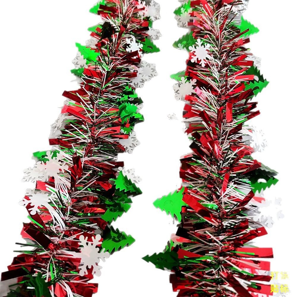 Transfronterizo 9cm cifrado decoración de Navidad espuma roja verde flocos de nieve colgante de árbol de Navidad tira de color actividad de dibujo de flores de lana