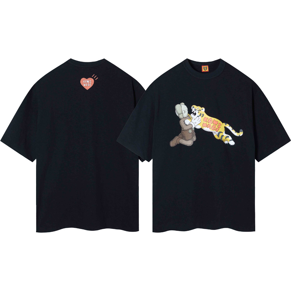 Marca de moda japonesa de bambú pesado algodón suelto pareja de hombre y mujer cilindro camiseta de manga corta media manga TEE