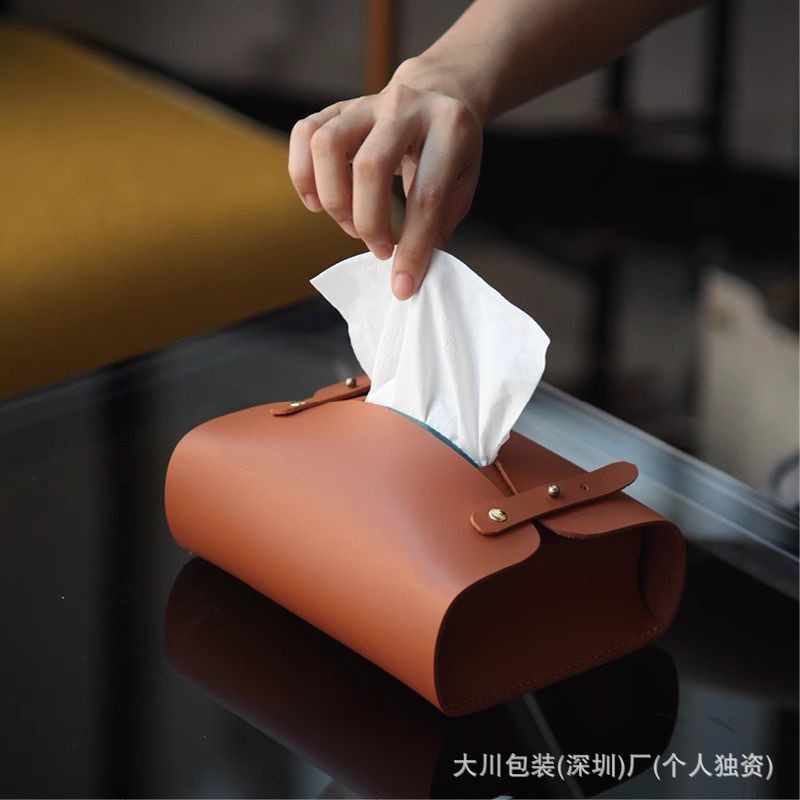 实力工厂定制方形PU皮革北欧餐桌纸巾杂物整理置物盘印logo收纳盒