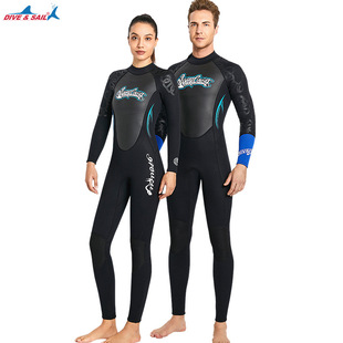 DIVE & SAIL diving suit 3MM conjoined long sleeve diving suit female couple cold-proof warm wet winter swimming surfing suit