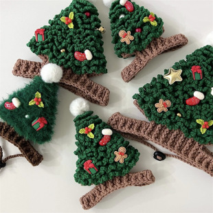 Foreign Trade Amazon Cross-Border New Style Pure Handmade Crocheted Christmas Decoration Cute Pet Fashionable Versatile Pet Hat