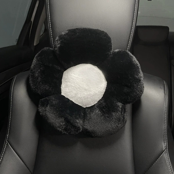 Black long plush flowers-headrest