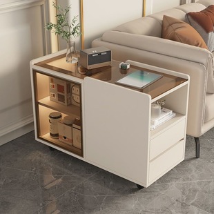 Slate Sofa Side Cabinet Solid Wood Modern Simple Light Luxury Living Room Home Side Cabinet Corner Table Movable Tea Side Table