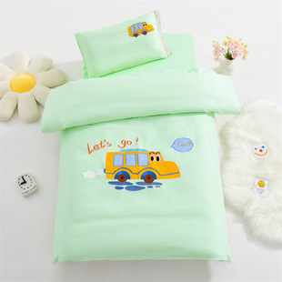 2025 Cartoon Kindergarten Embroidery Children's Kit Embroidery Kindergarten Three-Piece Quilt Cover Campus