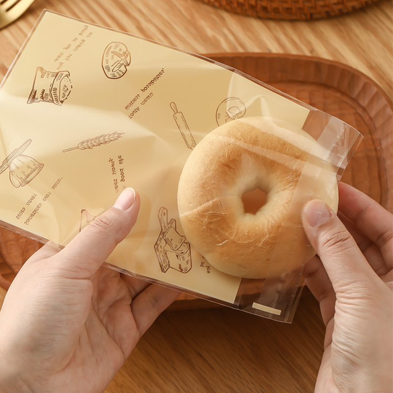 面包包装袋自封袋欧包烘焙吐司贝果牛角包小餐包透明点心自粘袋子