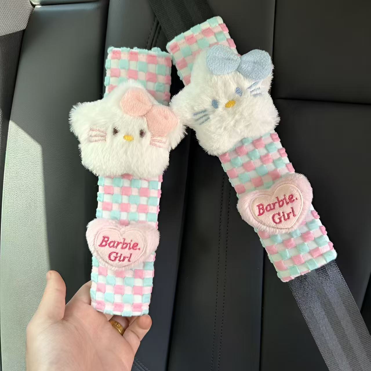 Car Tissue Bag Hanging Pouch Cute Star Pink Car Tissue Box for Interior Use Seat Tissue Bag Hanging Tissue Box