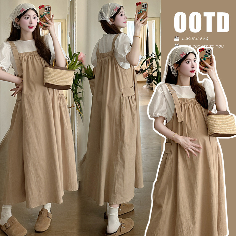 2026 Summer Sweet and Ladylike Age-Reducing Cute Loose Korean Style Maternity Dress Set