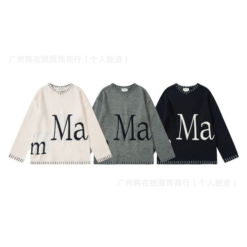 Matimkim Korean Niche Designer Brand Casual Men's and Women's Jacquard V Neck Pullover Sweater