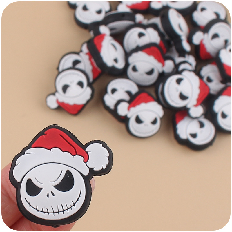 Nuevo bebé de dibujos animados Santa Claus cabeza pequeña mordedor creativo DIY bebé molar pezón cadena teether Accesorios