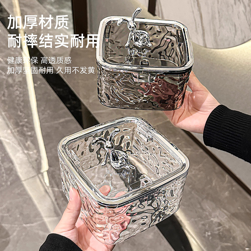 Bote de basura de escritorio, mini papelera de almacenamiento de alto valor para el hogar con tapa, sala de estar, canasta de basura pequeña de lujo ligero, escritorio
