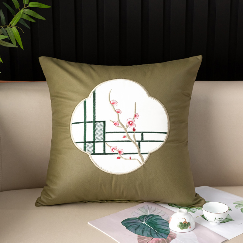 Technology cloth skin embroidery plum pillow pillow set home with decorative living room sofa waterproof cushion office chair waist pillow 6