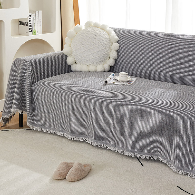 Red sólido toalla de sofá multifuncional tela antideslizante cojín de asiento cuatro estaciones toalla de punto universal cubierta a prueba de polvo