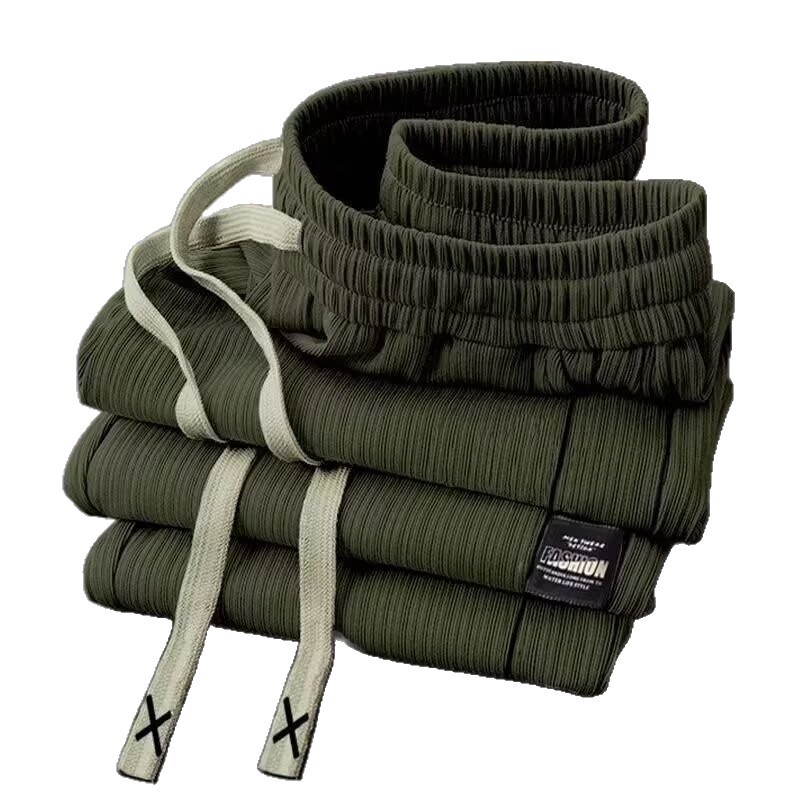 Shirt Less Clothing Summer Thin Ice Silk Breathable Wide Leg Pants Loose Dosing Men's Casual Pants Fashionable Straight Trouser Pants