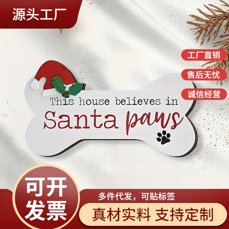 Трансграничный новый стиль украшения дома Рождество Санта-Клаус кости деревянный знак креативный декоративный знак подвеска оптом