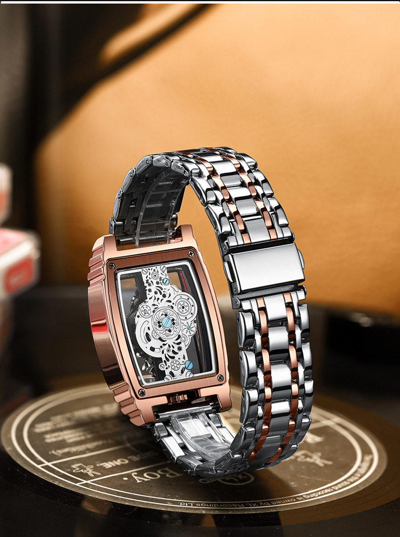 Stainless Steel Strap Material Watch Classification Business Color Block Gear Hook Quartz Men's Watches