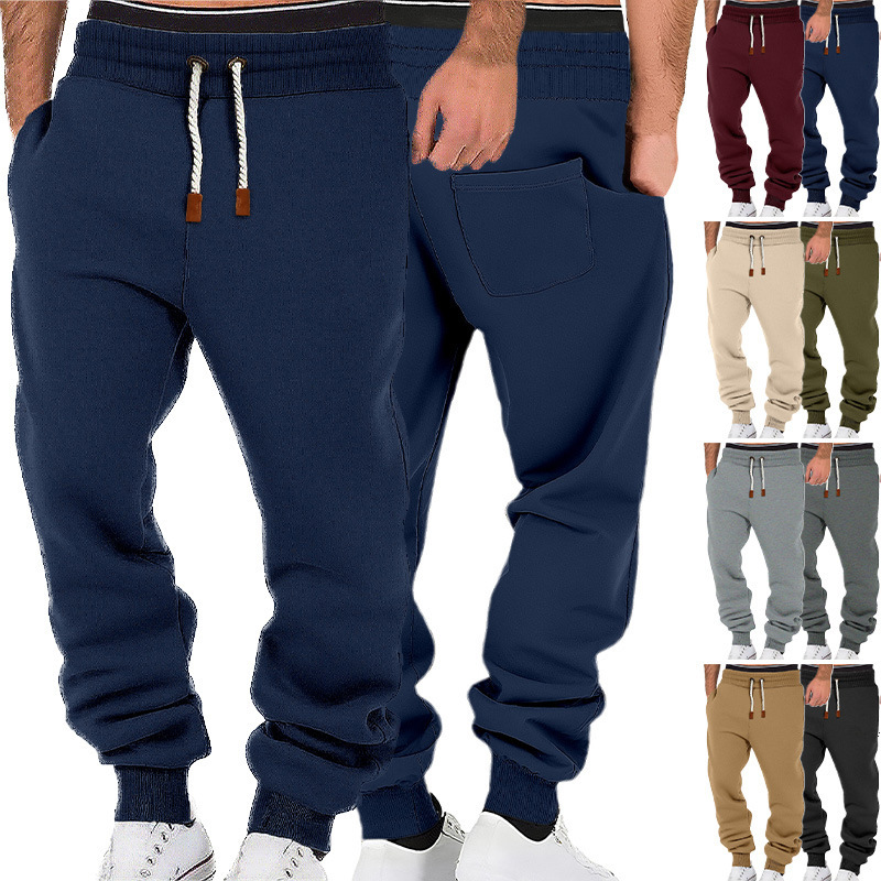Cross-Border Men's Clothing Amazon Men's Pants Spring and Autumn Solid Color Trendy Sports Casual Sweatpants European and American Loose Jogger Slouch Pants