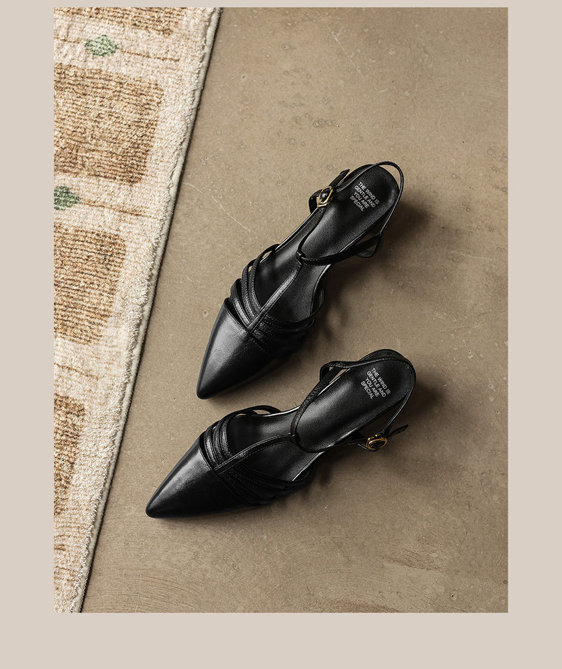 Sandal nữ mũi nhọn quai chữ T gót 5 cm phong cách Hàn Quốc — đen chi tiết 24