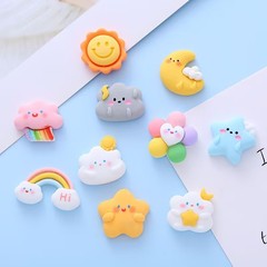 かわいい雲の太陽の樹脂の部品のdiyクリームの髪飾りのヘアピンの携帯のケースの水杯の電気自動車の貼るシート