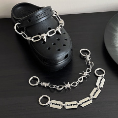 Crocs Shoe Buckle Willow Nail Thorn Blade European and American Hip Hop Punk Metal Shoe Chain Sports Shoe Accessories Shoe Chain