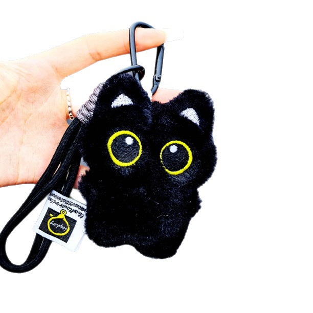 Actualización de la versión de cierre chirrido pequeño gato negro bolsos accesorios colgantes bolsos lindos muñecas peluche llaveros