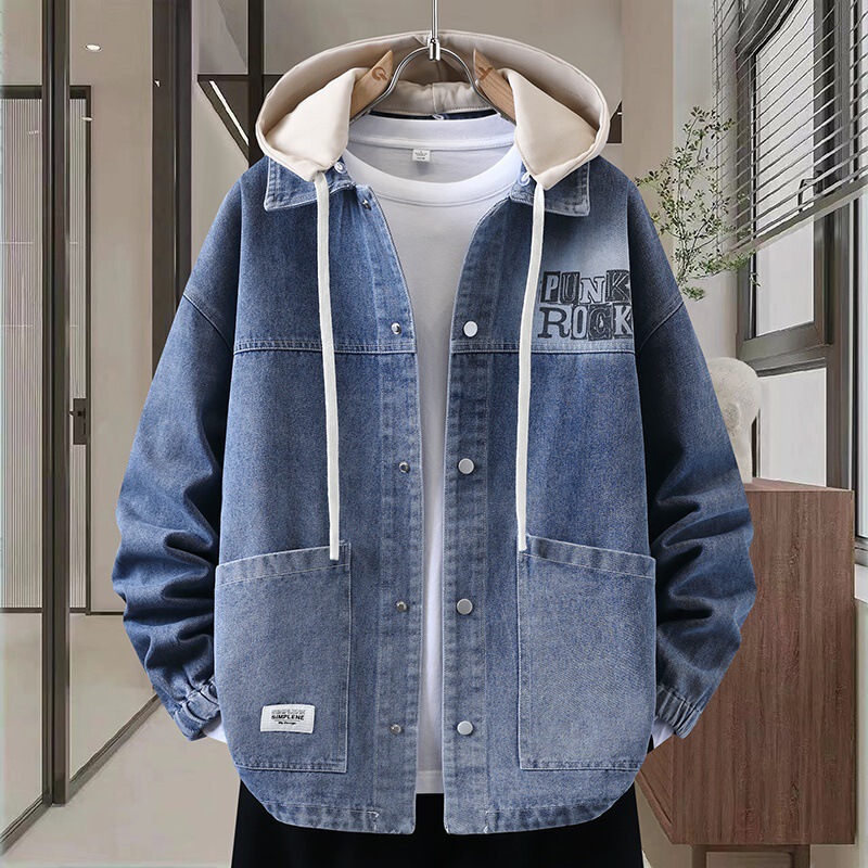 Hooded Denim Jacket Men's Autum 2025 New Student Trendyy Loose Versatile Jacket Men's Tops Hooded Denim Jacket Men's Autum 2025 New Student Trendyy Loose Versatile Jacket Men's Tops