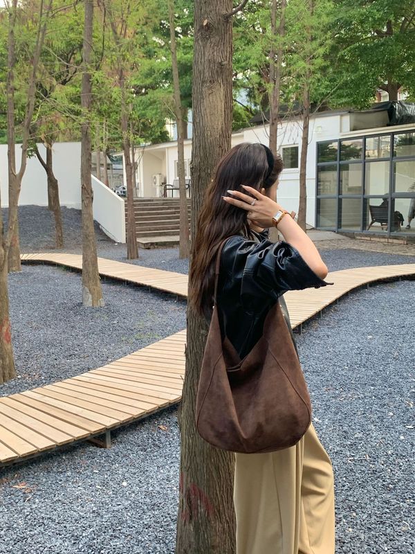 秋冬款欧美风慵懒时尚复古流行磨砂麂皮绒休闲百搭单肩腋下女包包|undefined