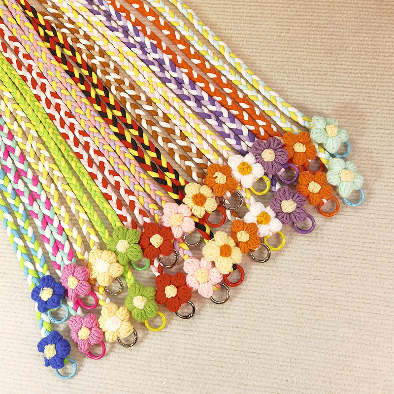Mobile Phone Lanyard Woven Flower Color Lanyard Girl's Bag Crossbody Lanyard Simple Advanced Mobile Phone Hanging Chain