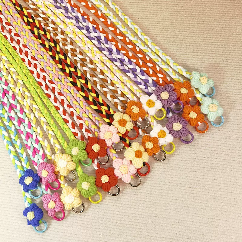手机挂绳编织花朵彩色挂绳女生包包斜挎挂绳简约高级手机挂链
