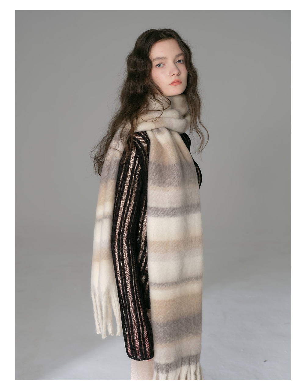 Imitation Cashmere Fringe Scarf For Women Soft Winter Shawl Bib_voghion.com