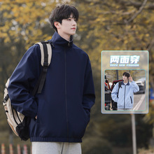 杰克传洋男装复古双面穿夹克条纹外套男款春秋日系高级感潮牌上衣