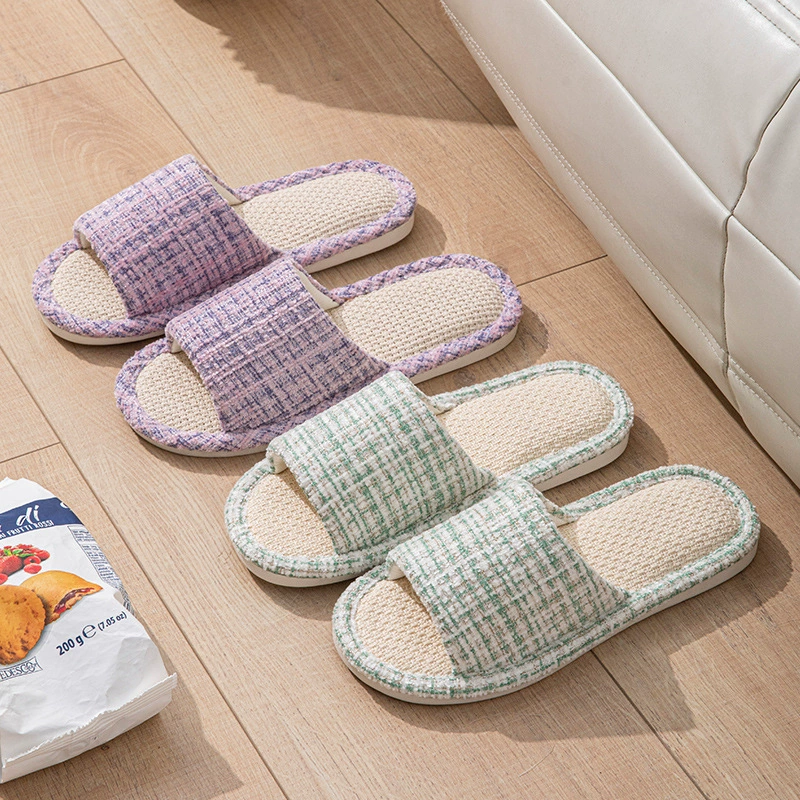 Летние хлопчатобумажные тапочки маленький ароматный ветер льняные тапочки женский интерьер дома японский стиль хлопок конопля нескользящие четыре сезона