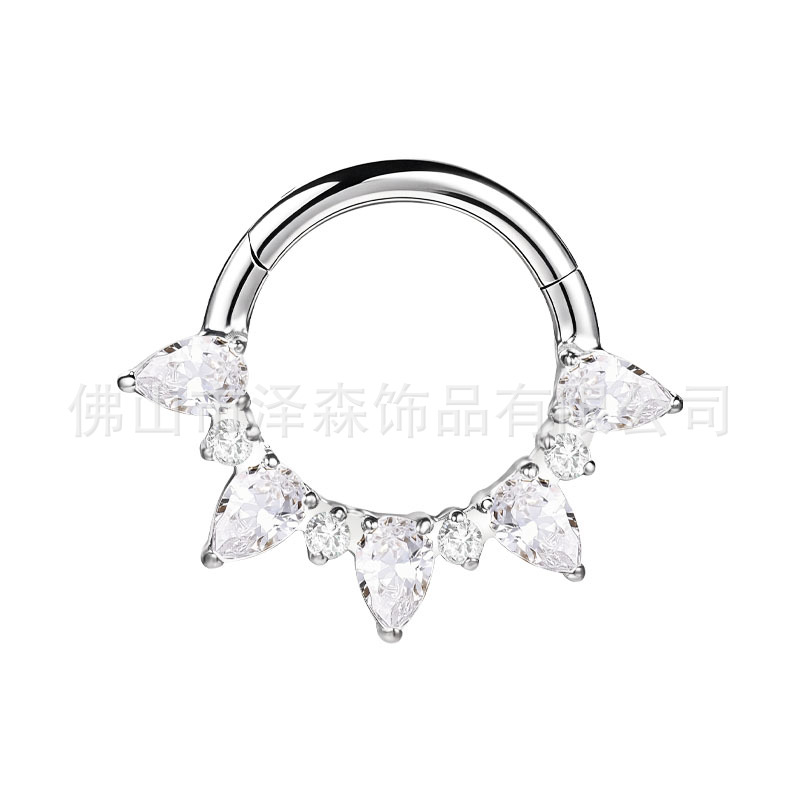 F136 Titanium Alloy Nose Ring with Diamonds - Seamless Nose Stud Hypoallergenic Body Piercing Jewelry detail image 11