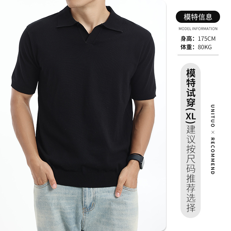 2026 hombre de verano de alta calidad de color sólido con solapa polo camiseta de negocios ocio de manga corta paul ropa de hombre comercio exterior lote