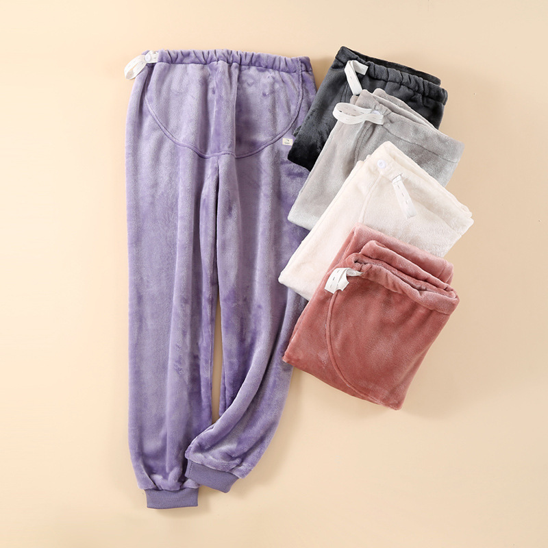 Pregnant Women's Pants Coral Fleece Pregnancy Pajama Pants Autumn and Winter Flannel Thickened Adjustable Pants Style plus size Babysitting Pants Pregnant Women's Pants Coral Fleece Pregnancy Pajama Pants Autumn and Winter Flannel Thickened Adjustable Pants Style plus size Babysitting Pants