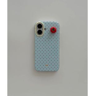 Three-Dimensional Tomato Polka Dot Iphone16Promax Shell Apple 11/12/13/14/15 Anti-Fall Niche