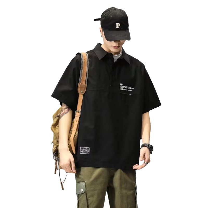 Camiseta de todo fósforo, camisa de polo de manga corta con solapa, camiseta de verano de marca de moda para hombres, versión coreana de la tendencia delgada 2024 nuevo