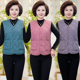 Autumn and winter new vest women's middle-aged and elderly fleece-lined warm waistcoat grandma mother vest vest vest coat 50 years old
