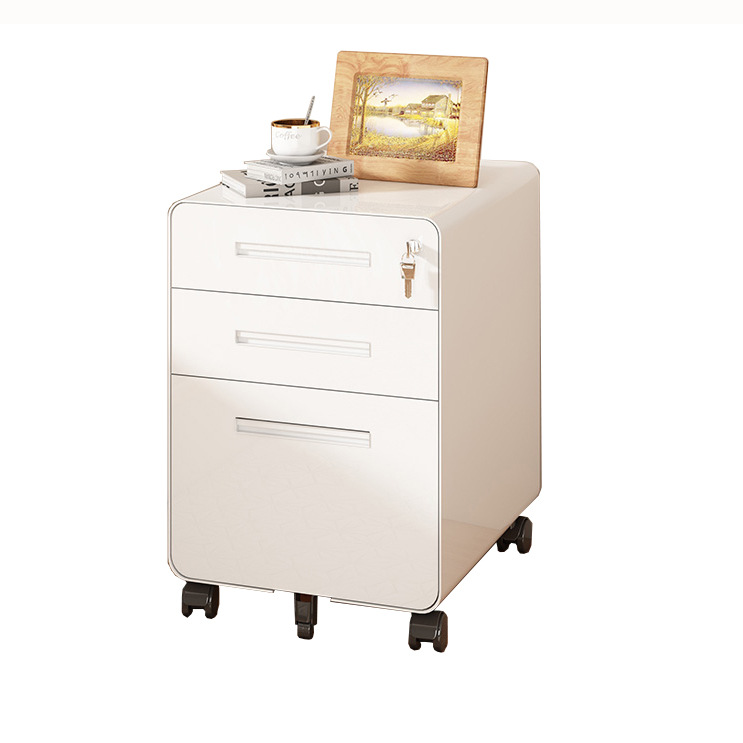 Tabernita de acero simple y moderna crema de viento con cerradura armario de almacenamiento casero armario de almacenamiento de hierro forjado pequeño armario de cama