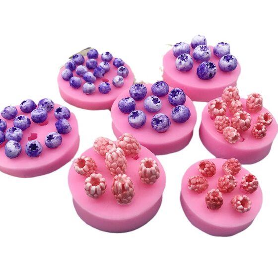 Fruit blueberry raspberry silicone mold wholesale sugar chocolate cake decoration glue plaster simulation food play